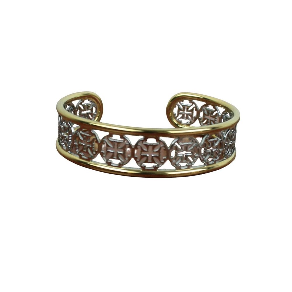 Rustic Cuff Gold Plated Brass and Silver Cross Cuff - Picture 5 of 5